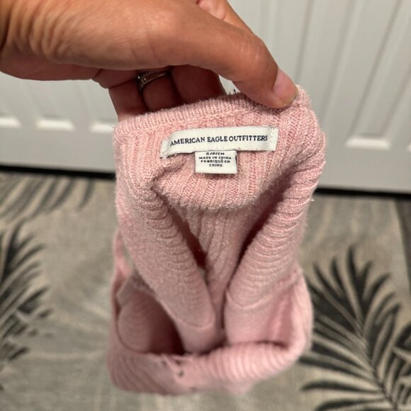 American Eagle Lace up Sweater Tank Pink Size Small Soft - Picture 4 of 4